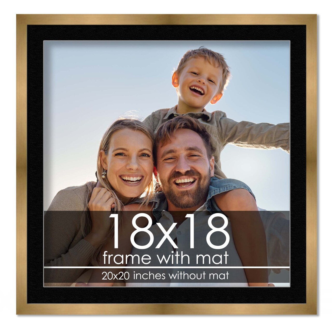 18x18 Frame with Mat - Bronze 20x20 Frame Wood Made to Display Print or Poster Measuring 18 x 18 Inches with Black Photo Mat